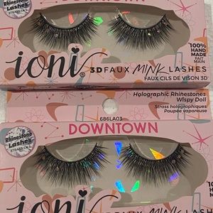 ioni cosmetics DOWNTOWN holographic rhinestones 3D faux mink wispy Doll lashes